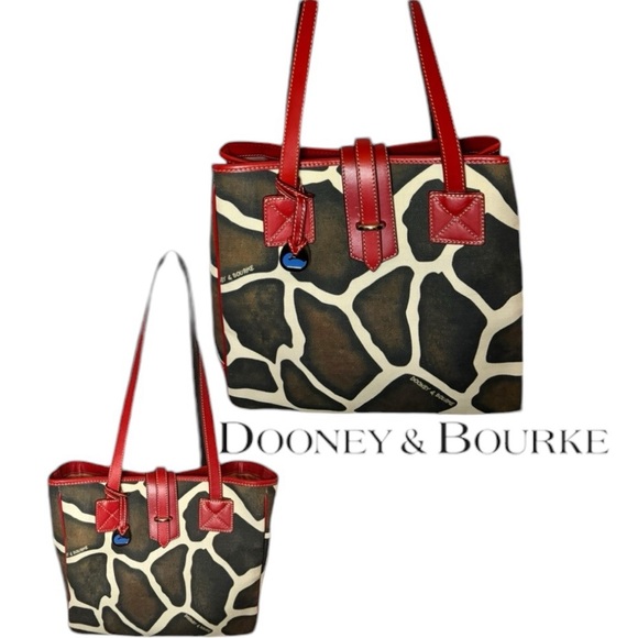 Dooney & Bourke Handbags - Dooney & Bourke Vintage Limited Ed Serengeti Giraffe Canvas Satchel/Tote-Red